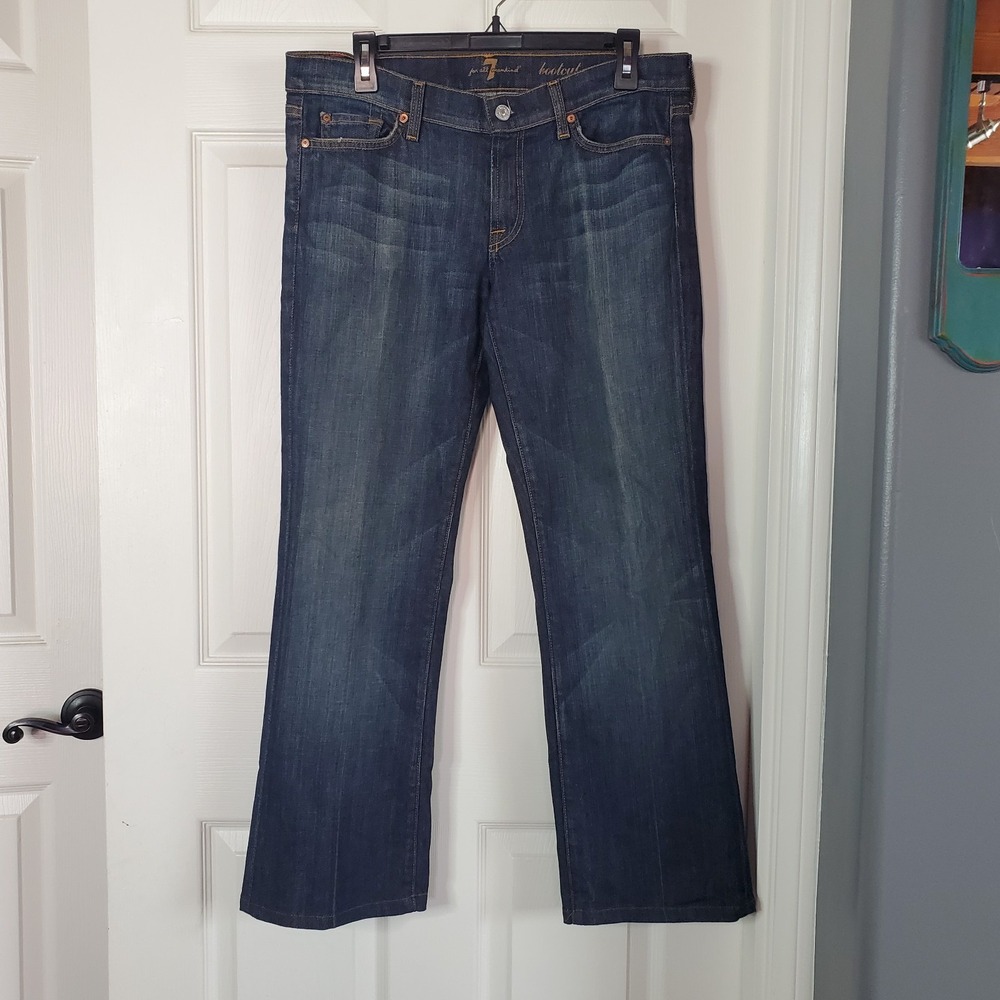7 For All Mankind Women's Bootcut Mid-rise Dark Wash Denim Blue Jeans Size 31